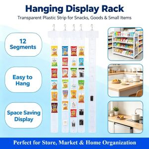 10PCS Station Hanging Merchandise Strips Plastic Hanging Display Strips with Hook for Retail Display