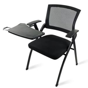 Foldable Training Chair with Writing Board Breathable Mesh High‑Resilience Thick Sponge Portable Conference Office Chair for School College Classroom Meeting