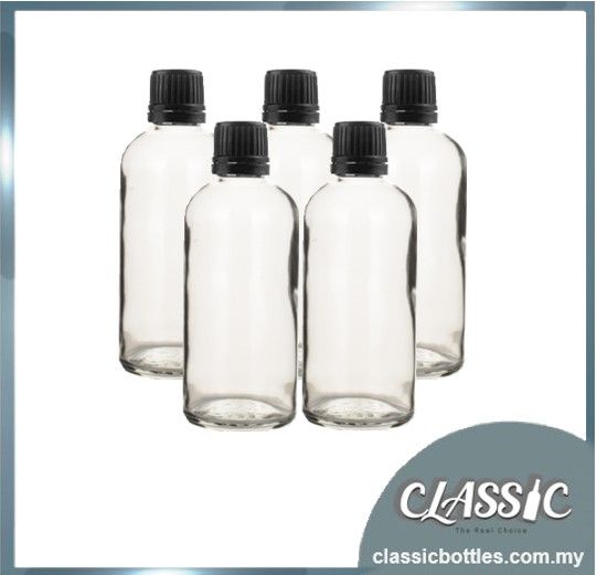 【WHOLESALE】CLEAR GLASS BOTTLE WITH CAP BLACK FINE LINE/ESSENTIAL OIL ...