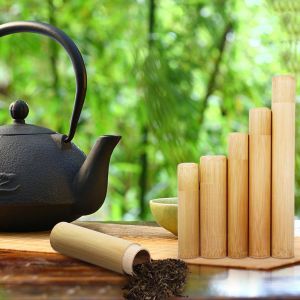 HUANG Portable Natural With Lid Bottle Handmade Bamboo Tea Canister Container Storage Box Organizer