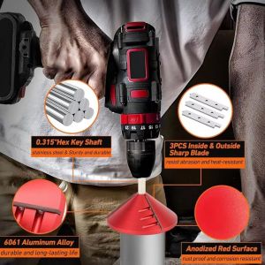 DECALI Efficient Chamfering PVC Deburring Tool Remove Pipe Burrs Comfortable Operation Plumbing Tools Chamfer Reamer Aluminum Alloy Pipe Chamfer Tool Home Plumbing Repairs