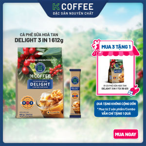 [Mua 3 tặng 1] K COFFEE - Cà phê sữa hòa tan Delight 3in1 túi 612g (36 gói x 17g) - Thơm béo ngọt dịu