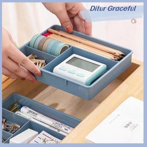Ditur Desk Drawer Organizer Stackable Multi-cell Desktop Storage Bin Tray Multi-Purpose Divider Container for Household Office Home