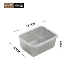 NCS COOKWARE 304 Stainless Steel Food Storage Tray With Plastic Lid Picnic Box Freezer Food Container Bekas Simpan Makan