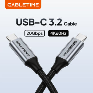 CABLETIME Cáp USB C PD100W Cáp sạc nhanh Gen 2 20Gbps 4K 60Hz Cáp USB C 3.2 cho máy tính xách tay Macbook Pro Dell iPhone Cable2026