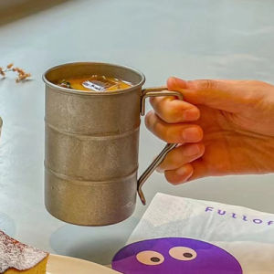 【Gods House】Stainless Steel Milk & Tea Drinking Beer Cup Creative Barrel Coffee Mug Travel with Handle Whiskey Glass Country Travel Mug Cup