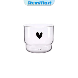 ItemMart Transparent Smile and Love Glass Cup 300ml Heat Resistant