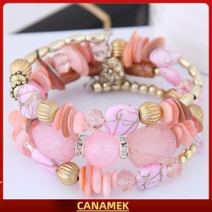 Miễn phí vận chuyển✨ Bohemian quyến rũ hạt bọc vòng đeo tay pha lê cổ điển màu ngọc lam và Agate đính cườm nhiều lớp Vòng đeo tay Bangle