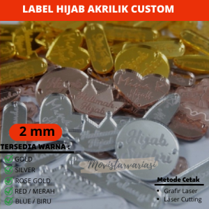 Label Hijab Label akrilik Label brand akrilik Custom LABEL HIJAB AKRILIK LABEL BAJU MERK LOGO BRAND LOGO JILBAB KERUDUNG