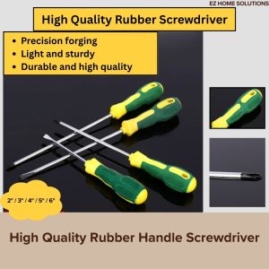 [READY STOCK] Heavy-Duty Flat/Phillips Screwdriver – Steel Shaft with Comfort Grip