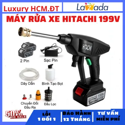 { HÀNG BÃI NHẬT } MÁY RỬA XE CẦM TAY HITACHI 199V - MÁY RỬA XE MINI - MÁY RỬA XE CAO ÁP - MÁY RỬA XE CÔNG SUẤT LỚN HITACHI - MÁY RỬA XE PIN HITACHI - Đa chức năng dễ sử dụng –3 chế độ phun rửa ( Bảo Hành 12 Tháng )