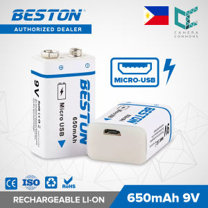 BESTON 9V Rechargeable Batteries 650MAh Li-ion Rechargeable 9 Volt Micro USB Charging