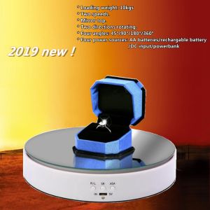 Rotating Display Stand in 19.5cm 10KGS bearable 2 speeds 2 directions 360 degree spin powered by batteries/DC input Jewelry turntable #195