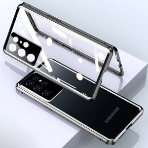 Double Side Glass Case For Samsung Galaxy S24 S23 Ultra Plus S23Ultra S23+ 5G 2023 Tempered Glass Metal Hard Phone Casing Cover Cases Clear Transparent Lens Camera Protection Anti Scratch