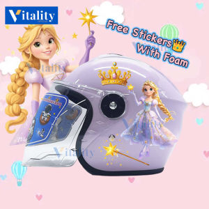 Purple Full Face Helmet for Kids Boy Girl 2-10 Years Old Cartoon Motorcycle