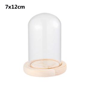 JAYQQ Home Decor Terrarium Tabletop Glass Vase Jar Terrarium Wooden base Glass cloche Flower Storage box Dust Cover