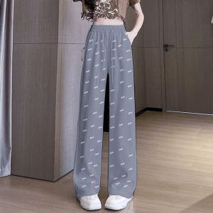 กางเกงขายาวทรงตรงเอวสูง กางเกงขากว้างผู้หญิงฤดูร้อน กางเกงขายาวทรงสูงและทรงสลิม