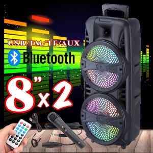 ลำโพงบลูทูธ 8นิ้ว2ดอก 2000 W. ไร้สาย ลำโพง Bluetooth ซับวูฟเฟอร์ 8นิ้วคู่ แถม ฟรี ไมโครโฟน
