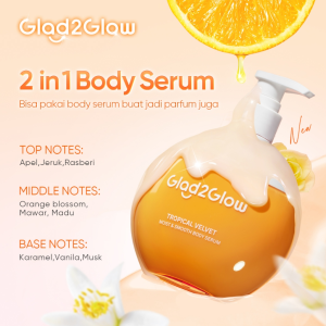 Glad2Glow Creamy Berry Overnight Bright Body Serum 300ml | Body Cream Body Lotion & G2G Tropical Velvet Moist & Smooth - Ken Herbal