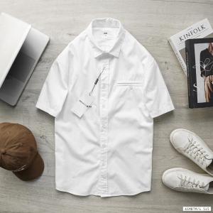 Áo sơ mi nam tay ngắn chất liệu kaki Hàn Quốc túi cài nút form đứng 4545