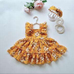 (4-64kg) Váy Mẹ Và Bé Gái Tơ Lụa Hoa Xanh Đầm Bé Gái Chất Tơ Lụa Nổi 2 Lớp V073