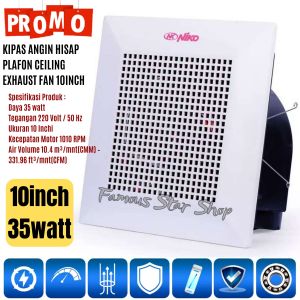 Exhaust Fan Ceiling Kipas Angin Hisap Plafon Niko NKAF10 NK-AF10 10 inch - F.A.S