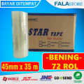 Solasi Isolasi Solatip Solatif Lakban Bening Coklat Fragile Star Tape Kuat 4,5cm x 35m 1 Dus Isi 72 Pcs. 