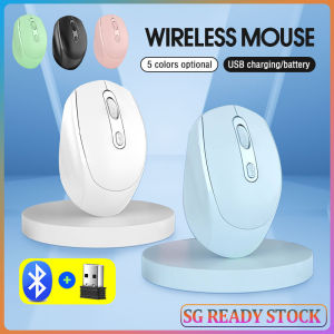 Dual Modes Bluetooth Wireless Mouse Rechargeable Silent Computer Mouse Ergonomic Optical Noiseless USB Mice Silent Mouse 1600DPI For iPad Tablet Laptop Computer