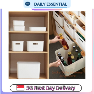 【DAILY ESSENTIAL】 Ivory White Storage Box Flat and Handle Styles