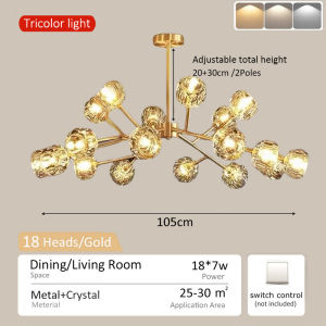 SOLO Chandelier Ceiling Light Sala Chandelier Light Modern Design Crystal Chandelier Ceiling Living Room Tricolor Modern Chandelier Ceiling Light Center Light Ceiling Bulb Lights