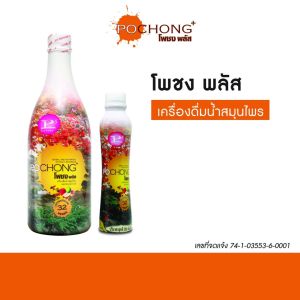 น้ำสมุนไพรโพชง พลัส Pochong Plus 1 ขวดใหญ่ และ 1 ขวดเล็ก ช่วยสุขภาพจากธรรมชาติ รับรองอย. รางวัล Natural product 6 ปี ซ้อน