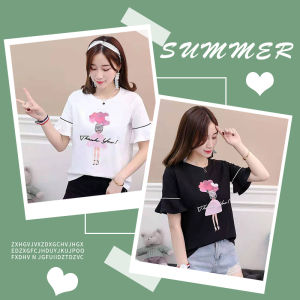 QDshop 🌴2022 คอลเลคชั่นใหม่แบบสุดฮิตสก 🍹 รีนลายยพักลำลอง คอกลมแขนสั้นเสื้อยืเทพธิด 🌈