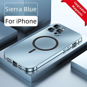 Luxury Aluminum Metal Frame Magsafe Phone Case For iPhone 16 15 14 13 12 Pro Max Plus Magnetic Charge Shockproof PC Back Cover