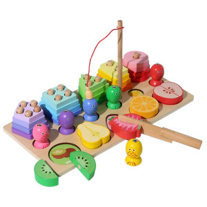 Children Interactive Desktop Fishing Brain Training 3D Building Blocks Column Magnetic Fishing Set Montessori Early Education Puzzle
