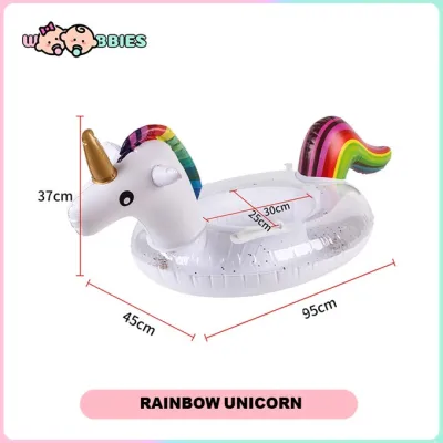 Woobbies Inflatable Kids Swimming Ring Baby Seat Float Pelampung Budak Princess Unicorn Flamingo Swam Plane