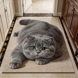 TI9P 40×60CM 50×80CM 60×90CM 3D Cat Floor Mat Realistic Diatomaceous Earth Bathroom Carpet Cute Washable Bedroom Door Rug Home Decor