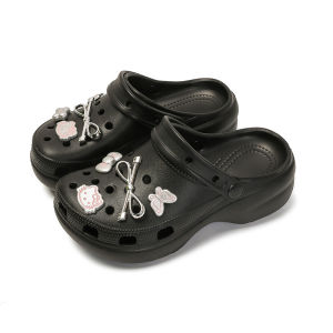 [Free Shipping] Trendy Cloud-Shaped Clogs For Women Summer 2026 New Style With A Bow Designed For Outdoor Wear Thick-Soled And Height-Increasing Beach Sandals