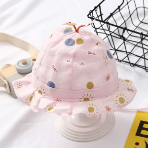 Baby fishermans hat thin section adjustable cotton sweat-absorbing breathable boys and girls cute sun hat four seasons universal