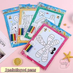 ชุดระบายสีข้อความ DIY สําหรับเด็ก doodle ภาพวาดและแปรงที่มีลวดลายแบบสุ่ม