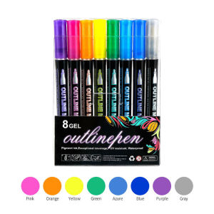 Double Line Outline Marker Self-Outline Metallic Marker Shimmer Marker Glitter Markers for Christmas