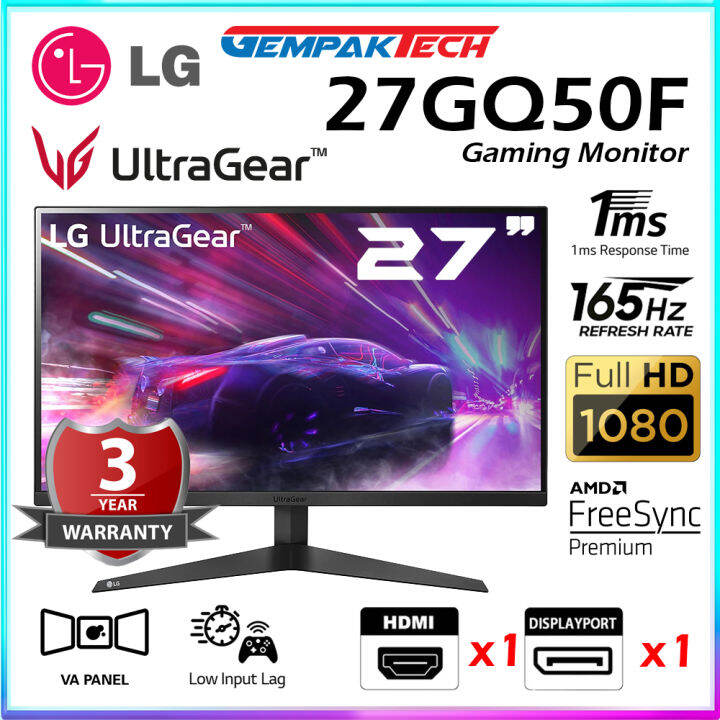 LG 27" 27GQ50F UltraGear FHD VA 165Hz 1ms AMD Freesync Premium Gaming ...