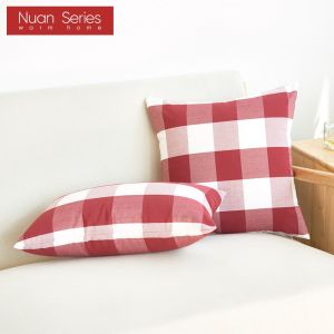 1PC 18x18in Modern Red Cushion Cover Solid Color Bestseller Series Plaid Stripe Back Sofa Pillowcase Office Hotel Decor Nuan Series
