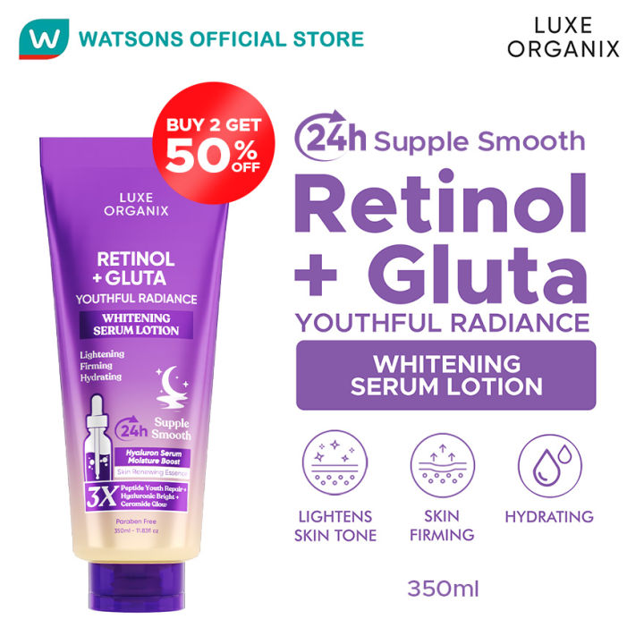 luxe organix glutathione Luxe Organix Retinol + Gluta Youthful Radiance Whitening Serum Lotion 350ml main image 0