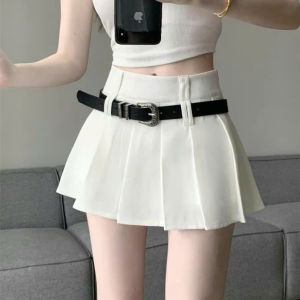 YOK_ Chân váy xếp ly cơ bản chân váy thể thao dễ phối đồ ngắn Y2K chất Kaki dập ly bản to có lót quần kèm nịt dễ thương