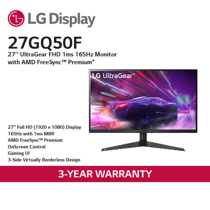 LG 27GQ50F-B UltraGear 27" Monitor 1920 X 1080 Resolution AMD FreeSync ...