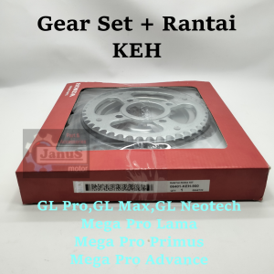 Gear Set KEH + Rantai Roda KIt Drive Chain Kit HONDA MEGA PRO PRIMUS ADVANCE GL PRO GL MAX GL NEOTECH GIR GIGI TARIK PRESISI AWET (Bisa Cod)