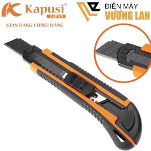 Dao rọc giấy tay cầm bọc cao su tặng kèm 3 lưỡi Kapusi Japan Lưỡi thép SK5 cắt giấy rọc băng keo