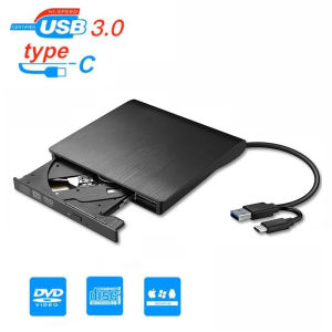 [🇵🇭 Stock&COD] USB 3.0 Slim External DVD RW CD Writer Drive Burner Reader CD Player External Brushed USB3.0 Type C Optical Drive for PC Laptop Notebook Desktop Computer Compatible With MAC OS Windows XP/7/8/10