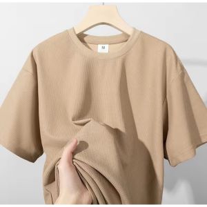【BUY 1 TAKE 1】Plain Waffle maroon T-shirts Oversize pro club  round neck For Men and Women