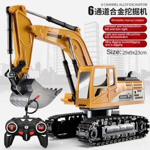 Electric Simulation Excavator Engineering Vehicle  6-channel Large Alloy Remote Control Excavator Toy Car Childrens Toy